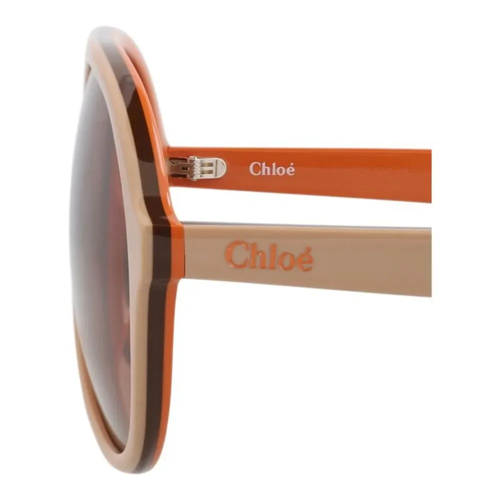 Chloé Aviator-Frame Recycled Acetate Sunglasses Beige Womens